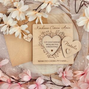 Zestaw 2 sztuk CIOCIU CZY ZOSTANIESZ MOJĄ MATKĄ CHRZESTNĄ PROŚBA PYTANIE SKLEJKA + KOPERTA