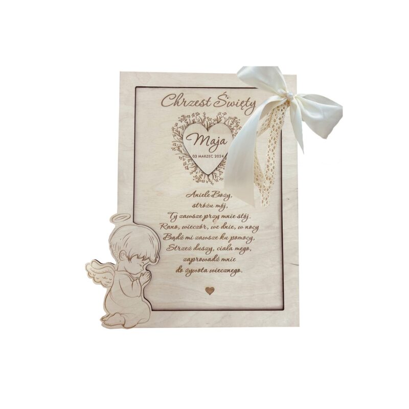 Drewniany obrazek z aniołkiem