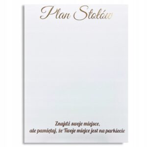 PLAN STOŁÓW TABLICA POWITALNA ŚLUB WESELE 75x55 cm BIAŁY ZŁOTY XL