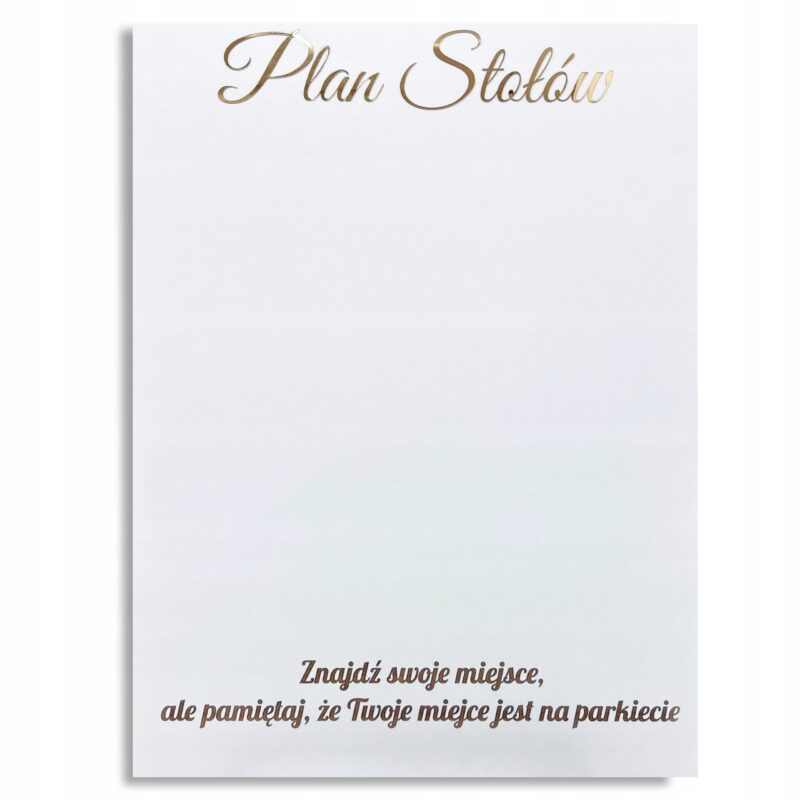 PLAN STOŁÓW TABLICA POWITALNA ŚLUB WESELE 75x55 cm BIAŁY ZŁOTY XL