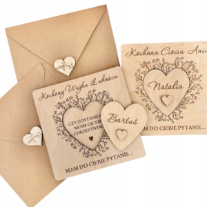 Zestaw 2 sztuk CIOCIU CZY ZOSTANIESZ MOJĄ MATKĄ CHRZESTNĄ PROŚBA PYTANIE SKLEJKA + KOPERTA