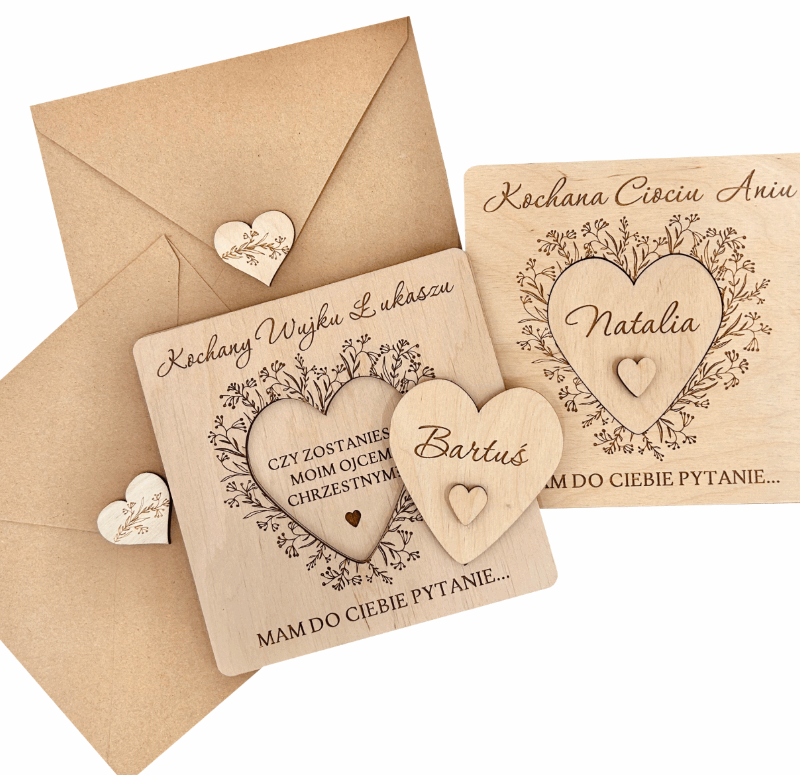 Zestaw 2 sztuk CIOCIU CZY ZOSTANIESZ MOJĄ MATKĄ CHRZESTNĄ PROŚBA PYTANIE SKLEJKA + KOPERTA