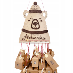 KALENDARZ ADWENTOWY DOMKI Z IMIENIEM PREZENT 24 SZT. DIY ZRÓB TO SAM