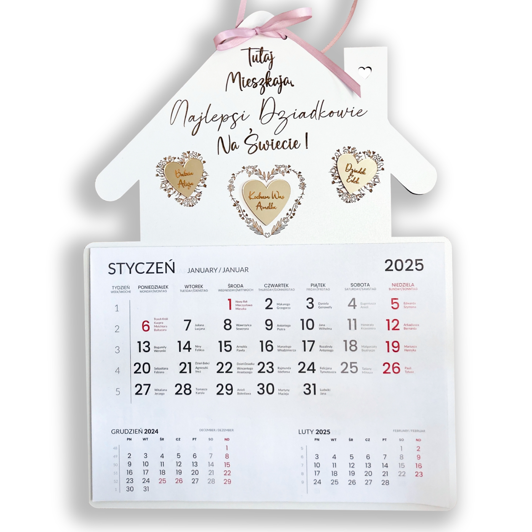 Kalendarz w kształcie domku z okazji dnia babci i dziadka