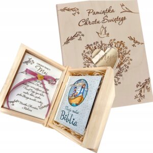 Pamiątka Chrztu Świętego z imieniem Prezent na Chrzest Święty Biblia