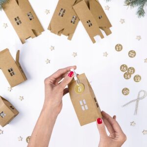 KALENDARZ ADWENTOWY 24 SZT. DOMKI Z PAPIERU BOHO KRAFT MIX DIY ŚWIĘTA KALENDARZ ADWENTOWY 24 SZT. DOMKI Z PAPIERU BOHO KRAFT MIX DIY ŚWIĘTA
