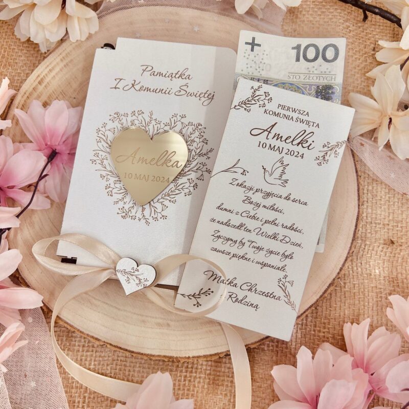 PB-1-1 Białe Pudełko na pieniądze na Pierwszą Komunię Świętą.