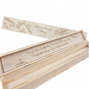 PUDEŁKO NA ŚWIECĘ DREWNIANA SZKATUŁKA NA CHRZEST ŚWIĘTY PAMIĄTKA CHRZTU