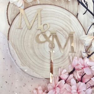 TOPPER ŚLUB ROCZNICA WESELE ZŁOTY DEKORACJA NA TORT INICIAŁY LITERY