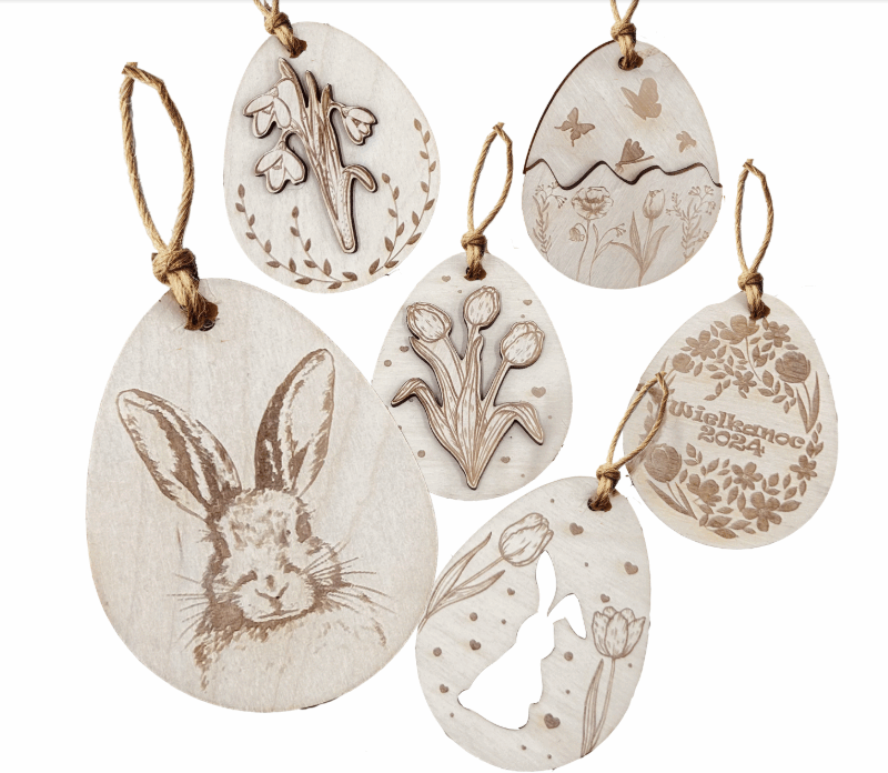 Pisanki Drewniane Zawieszki Dekoracyjne Na Wielkanoc Ozdoba Jajka wiszące