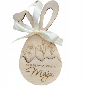 OZDOBY WIELKANOCNE JAJKO Z IMIENIEM PISANKI ZAJĄCZEK PREZENT DLA DZIECI