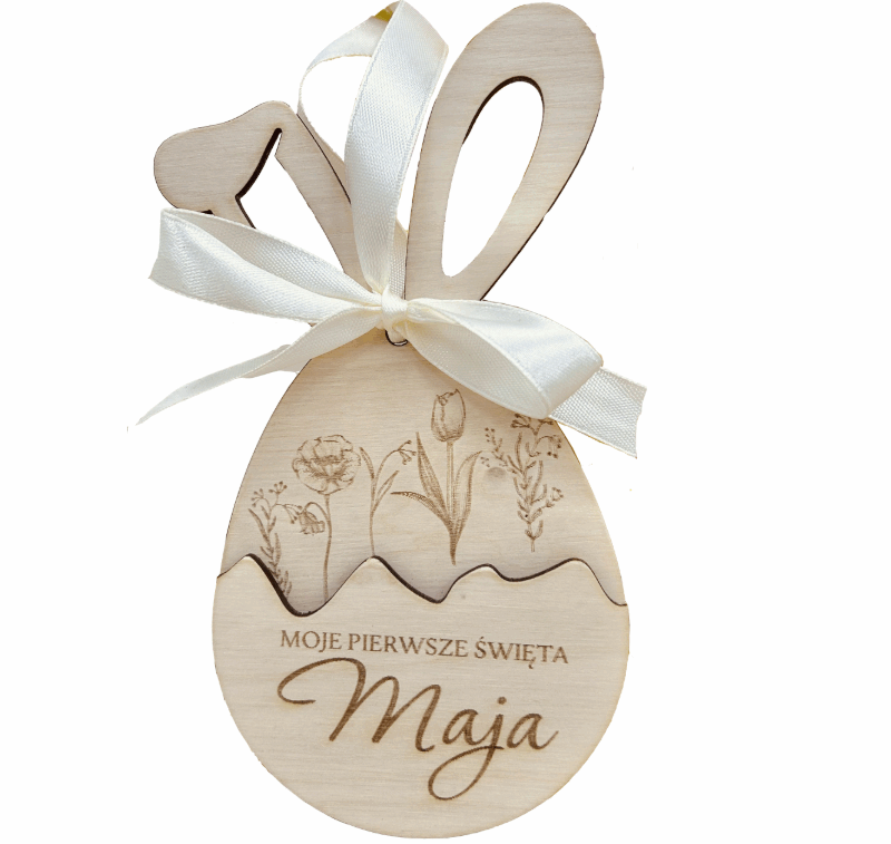 OZDOBY WIELKANOCNE JAJKO Z IMIENIEM PISANKI ZAJĄCZEK PREZENT DLA DZIECI