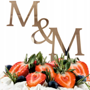 TOPPER ŚLUB ROCZNICA WESELE ZŁOTY DEKORACJA NA TORT INICIAŁY LITERY