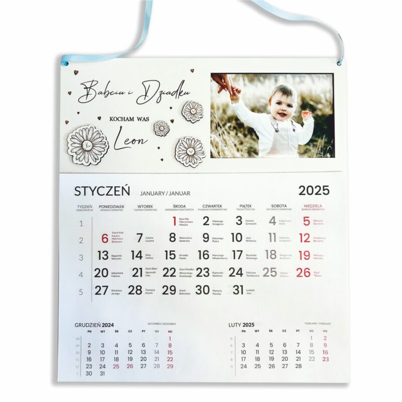 Kalendarz z miejscem na zdjęcie dziecka z okazji dnia babci i dziadka