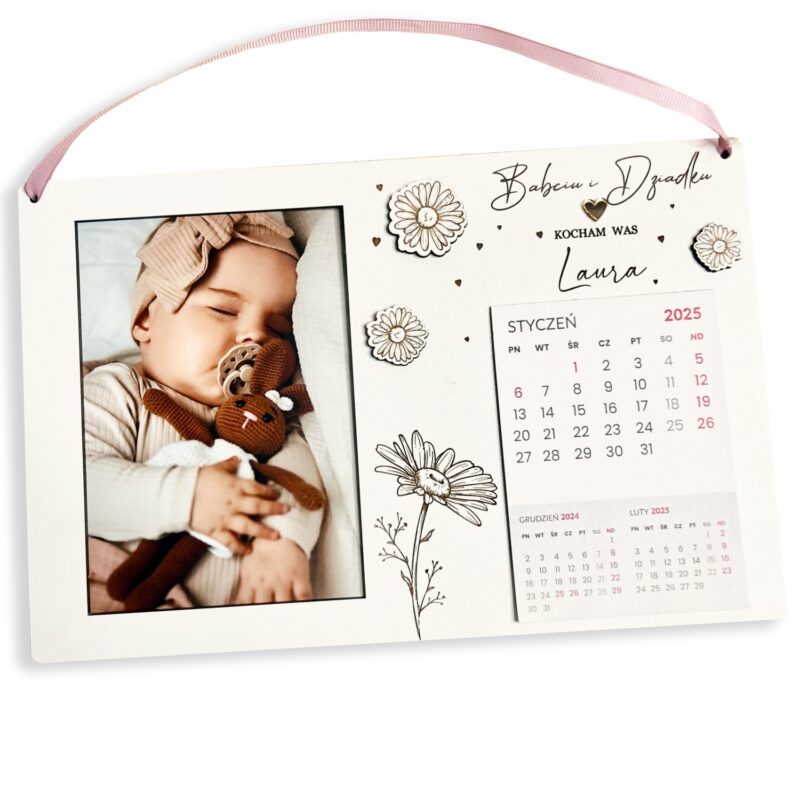 Kalendarz z miejscem na zdjęcie dziecka z okazji dnia babci i dziadka