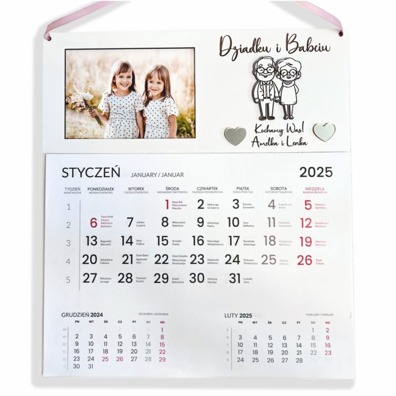 Kalendarz z miejscem na zdjęcie dziecka z okazji dnia babci i dziadka