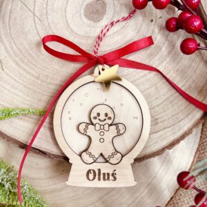 Drewniana okrągła bombka z ciastkiem