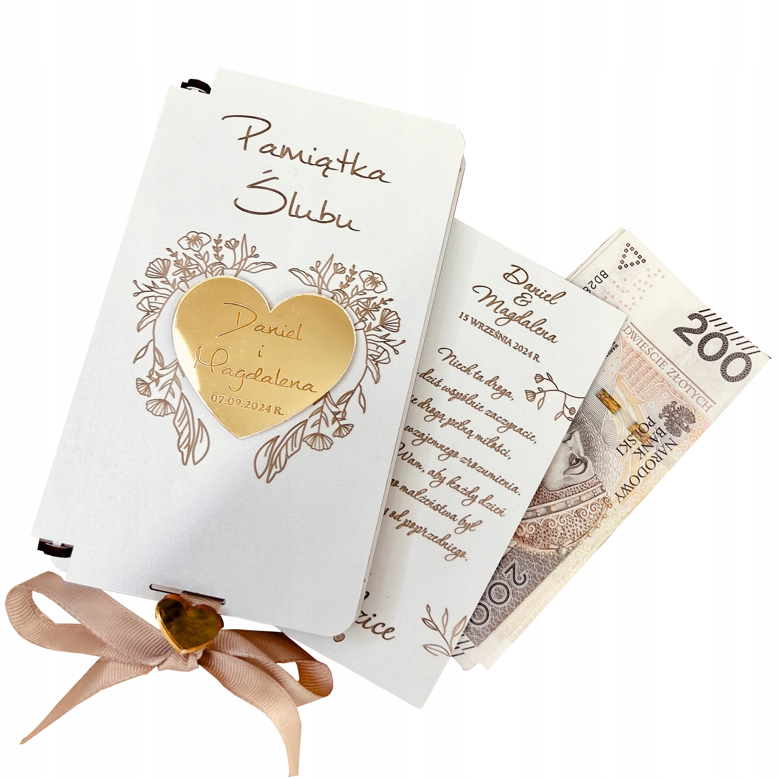 Pudełko na pieniądze z złotym sercem