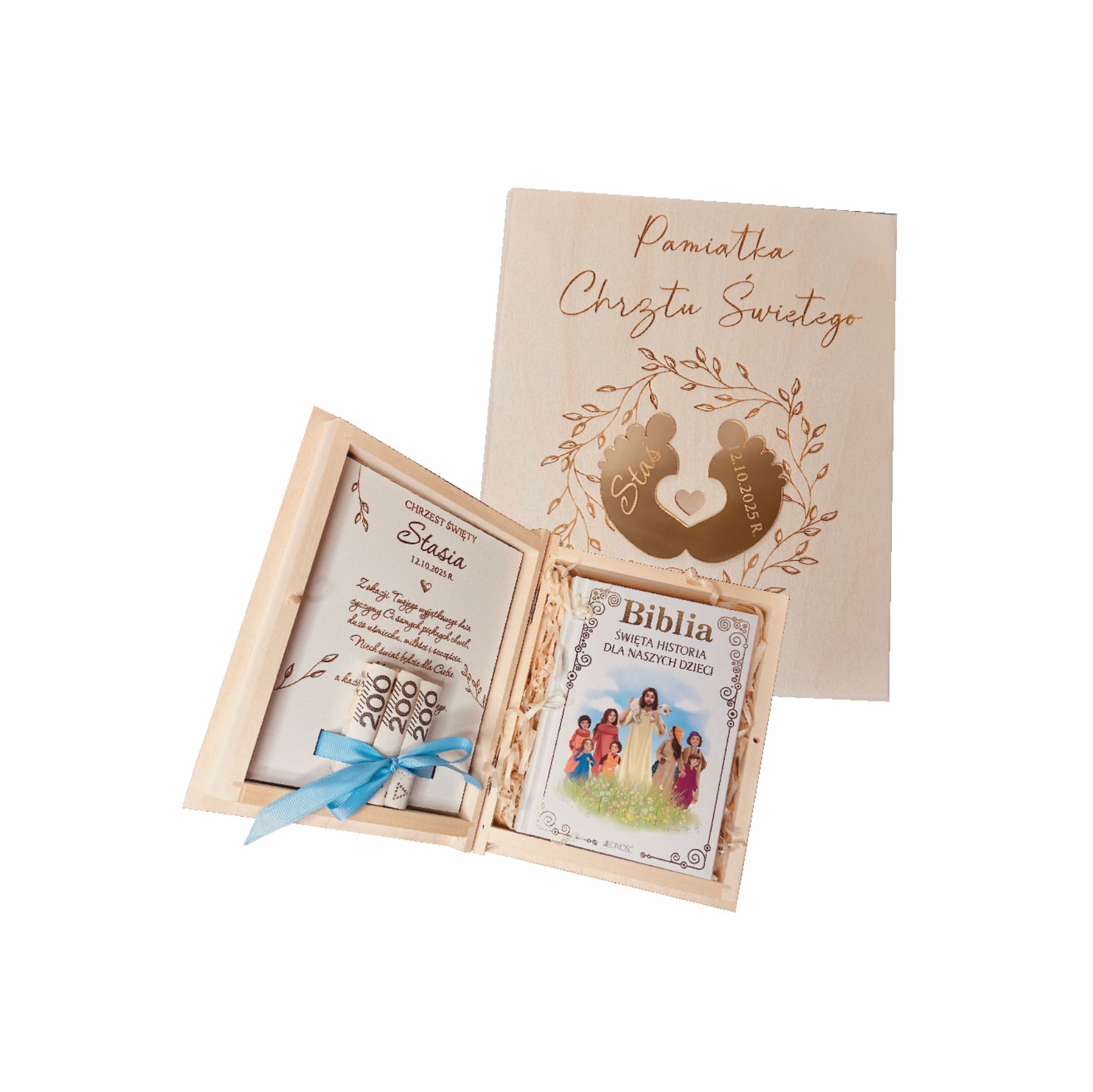 Biblia pamiątka Chrztu Świętego z stópkami.