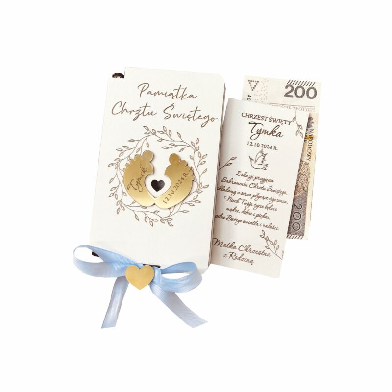 Pudełko na pieniądze z stópkami.