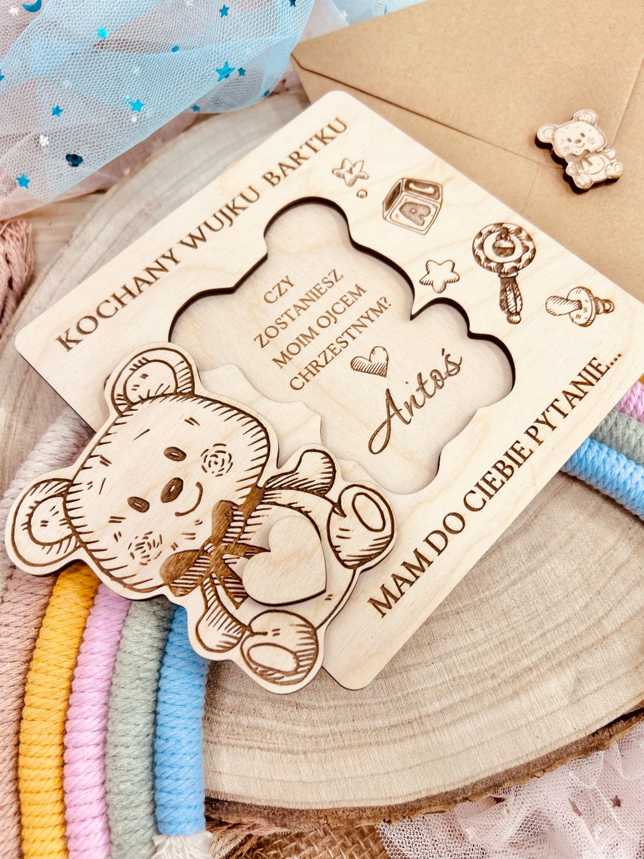 Prośba o bycie chrzestnym z misiem.