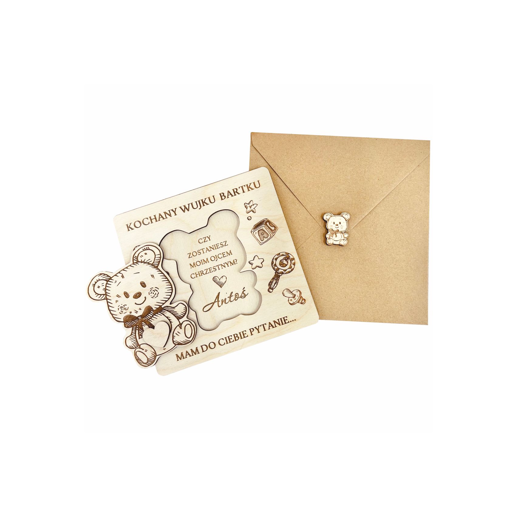 Prośba o bycie chrzestnym z misiem.
