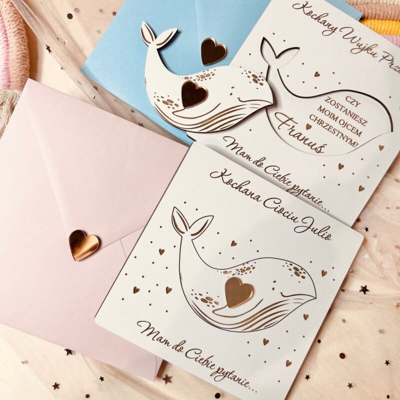 PBC-7-1 Biała prośba o bycie chrzestnym z wielorybkiem.