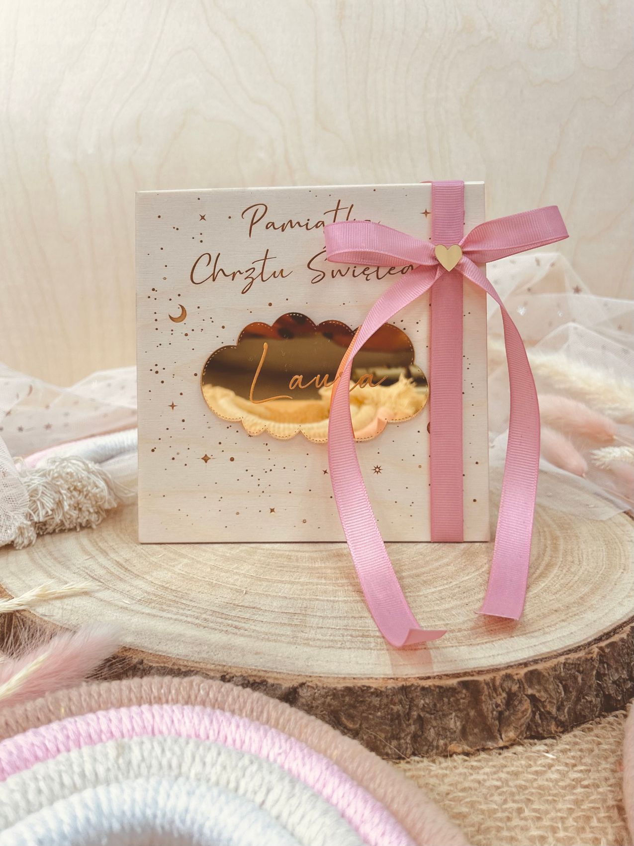 Drewniane pudełko na pieniądze z chmurką