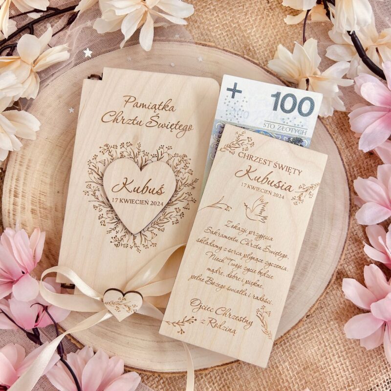 Pamiątka Chrztu z sercem.