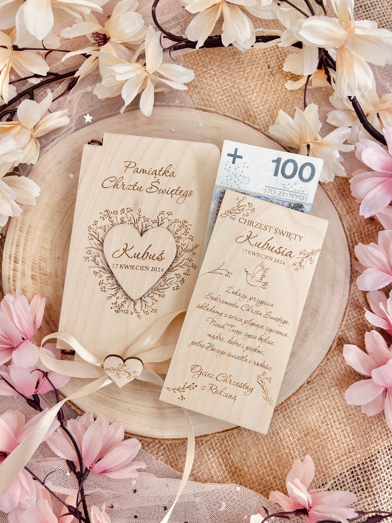 Pamiątka Chrztu z sercem.