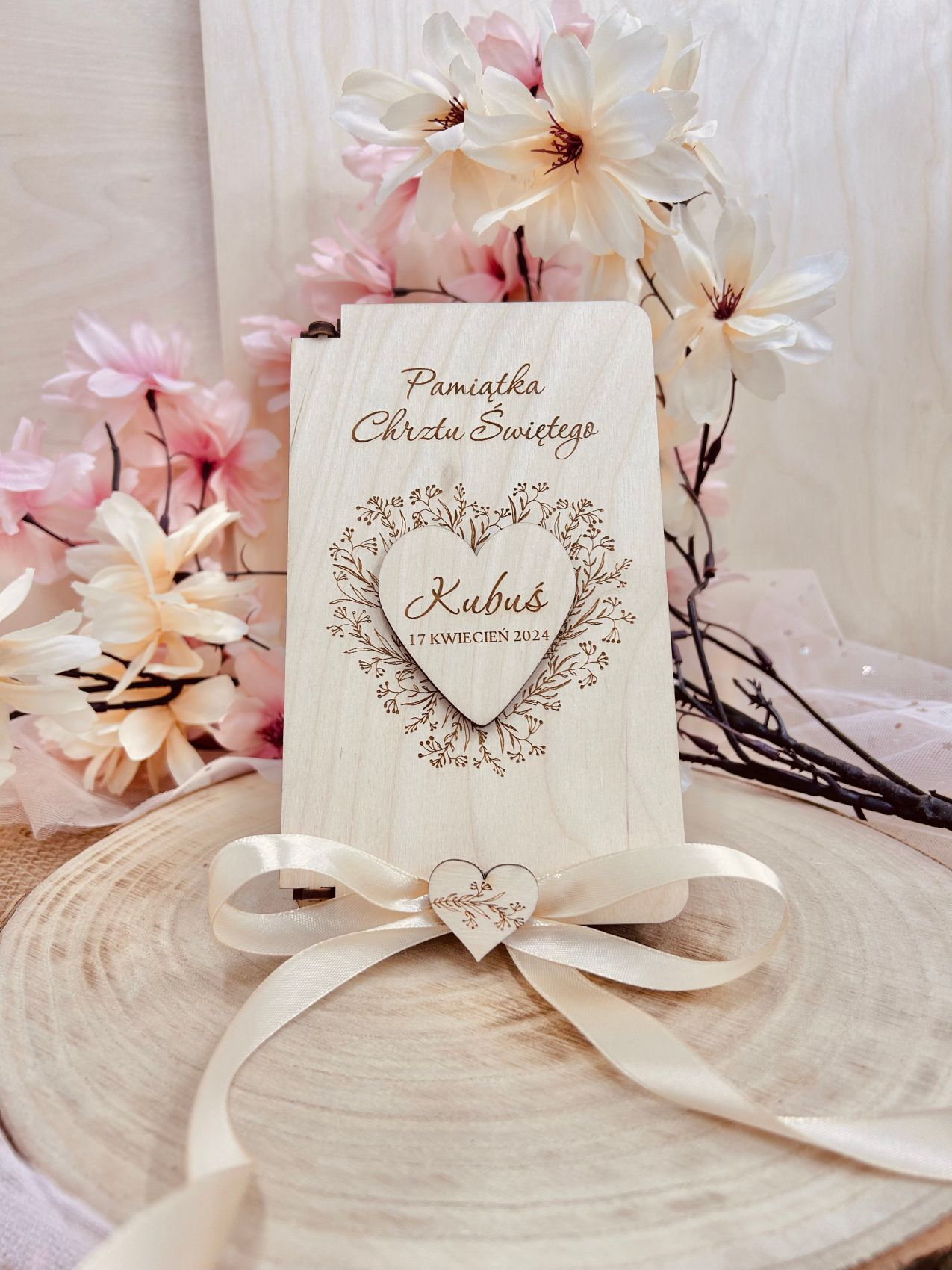 Pamiątka Chrztu z sercem.
