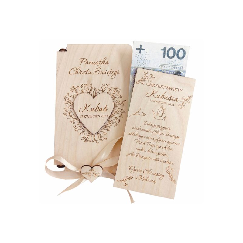 Pamiątka Chrztu z sercem.