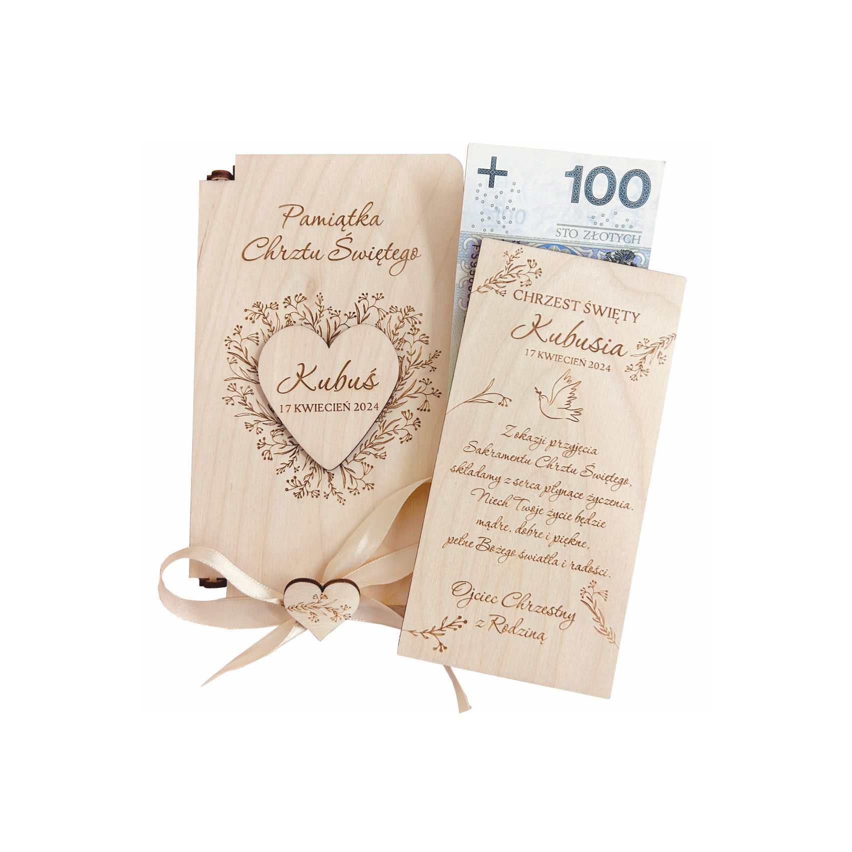 Pamiątka Chrztu z sercem.