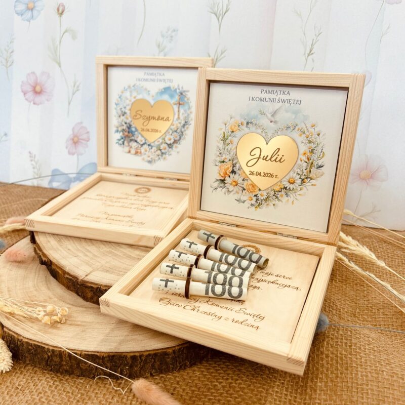 Pamiątka pierwszej komunii z dziewczynką.